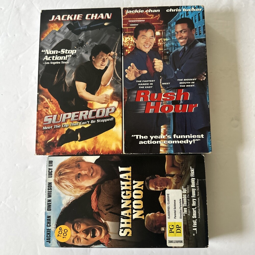 Jackie Chan 3 VHS Lot! Rush Hour Supercop Shanghai Noon 3VHS Chris Tucker Owen
